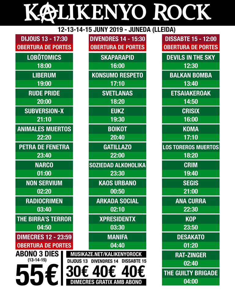 KALIKENYO ROCK 2019: Cartel, grupos, entradas, horarios y más KALIKENYO ROCK 2019: Cartel, grupos, entradas, horarios y más