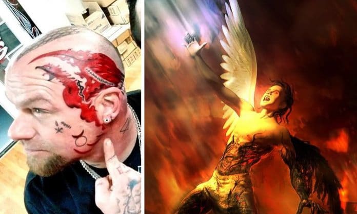Nuevo tatuaje Ivan Moody de Five Finger Death Punch. Foto: Instagram El cantante de FIVE FINGER DEATH PUNCH se tatúa la cara para celebrar que lleva un año sobrio
