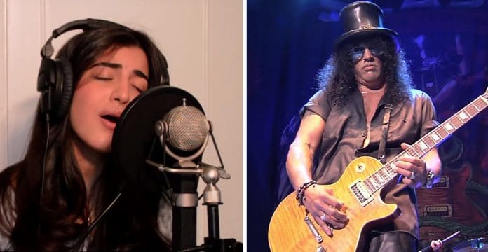 Luciana Zogbi y Slash. Fotos: Youtube