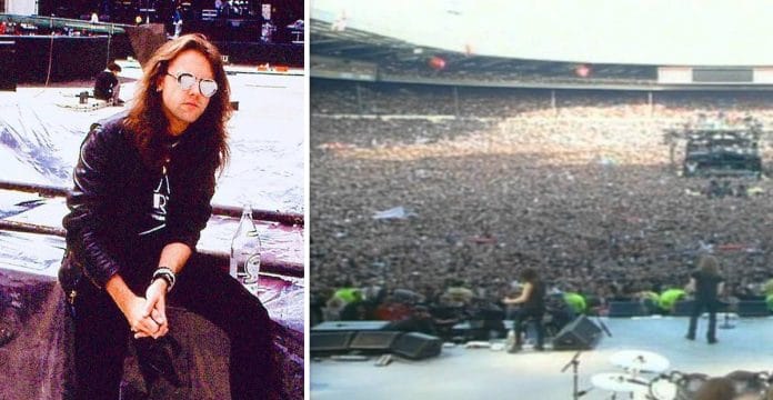 Lars Ulrich de Metallica en Wembley (1992). Foto: Instagram / Youtube