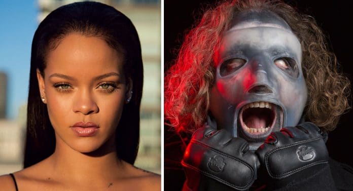 Rihanna y Corey Taylor (Slipknot). Foto Corey: Paul Harries SLIPKNOT es la banda favorita de la estrella del pop RIHANNA