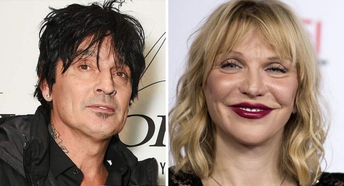 Tommy Lee (Motley Crue) y Courtney Love. Foto Lee: People. Foto Love: VALERIE MACON/AFP/Getty Images