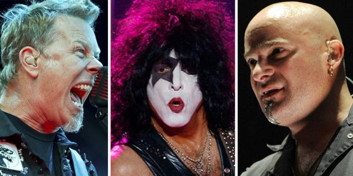 James Hetfield (Metallica), Paul Stanley (Kiss) y David Draiman (Disturbed)