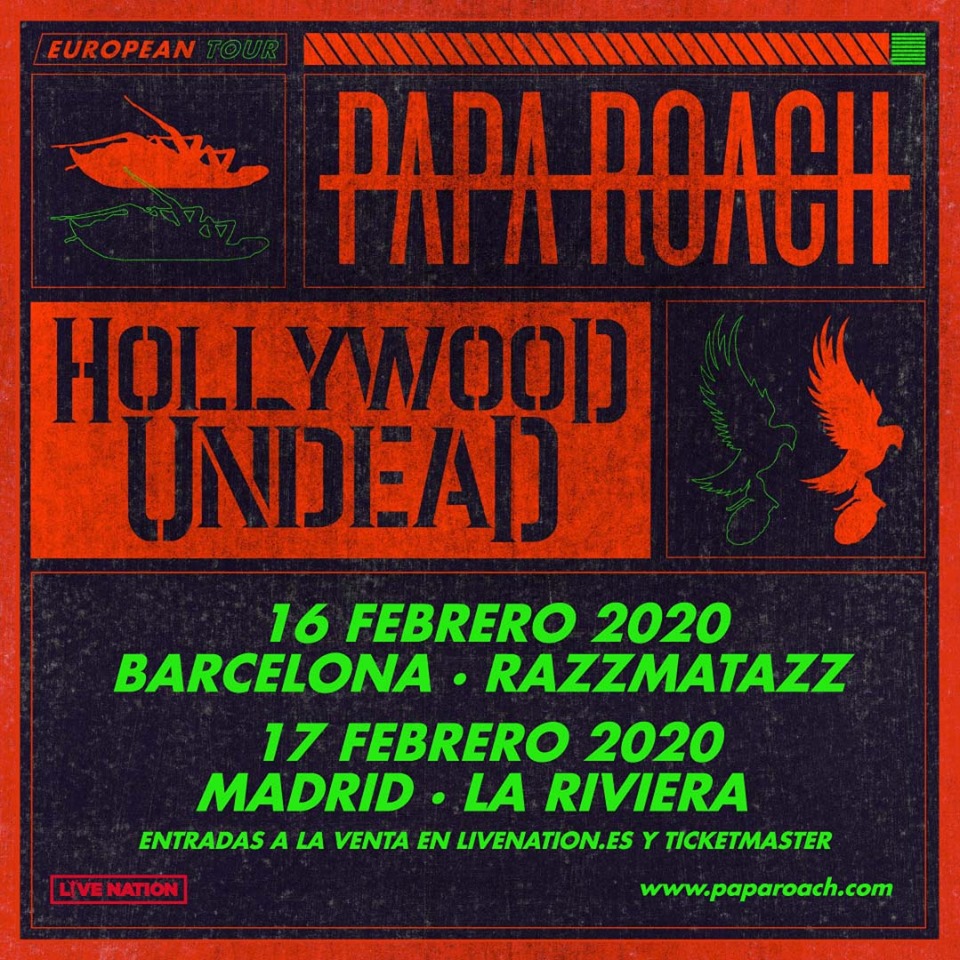 Entradas para ver a PAPA ROACH en Madrid y Barcelona