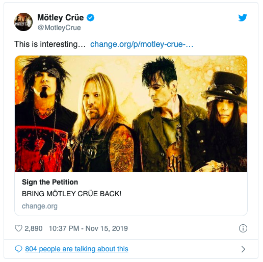 MÖTLEY CRÜE alimenta los rumores sobre su reunión compartiendo una petición de Change.org