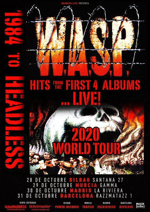W.A.S.P. visitará Madrid, Barcelona, Bilbao y Murcia en 2020: Entradas y más información W.A.S.P. visitará Madrid, Barcelona, Bilbao y Murcia en 2020: Entradas y más información